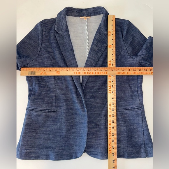 Skies Are Blue women Asa knit blue blazer jacket cuffed ruched sleeves size XXL - Picture 5 of 8